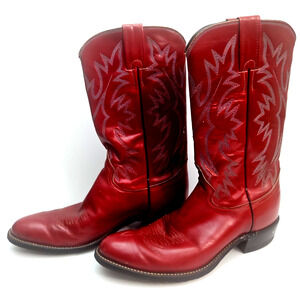 Vintage White Label Justin L2813 Cherry Red Leather Cowboy Boots Women 7A narrow
